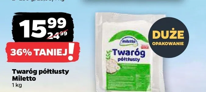 Twaróg półtłusty Miletto promocja w Netto