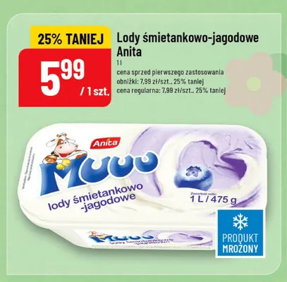 Lody śmietankowo-jagodowe Anita promocja w POLOmarket