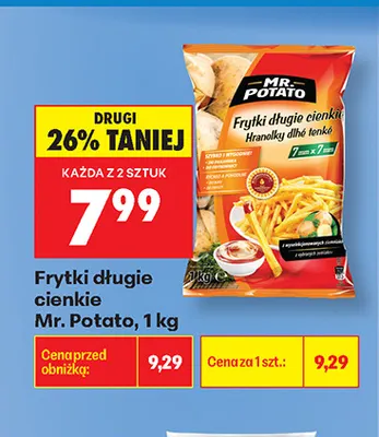 Frytki długie cienkie Mr. Potato promocja w Biedronka