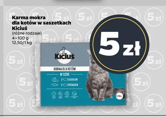 Karma mokra dla kotów w sosie Kiciuś 4-pak promocja w Netto
