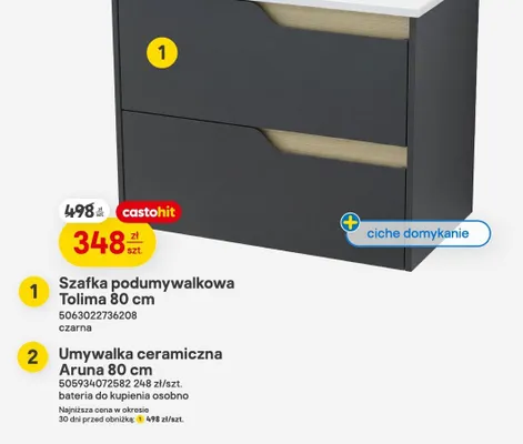 Szafka podumywalkowa Tolima 80cm czarna promocja w Castorama