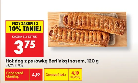 Hot dog z parówką Berlinką i sosem promocja w Biedronka