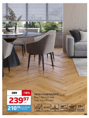 Deska dąb Raisins 14x130x725 mm Barlinek promocja w Komfort