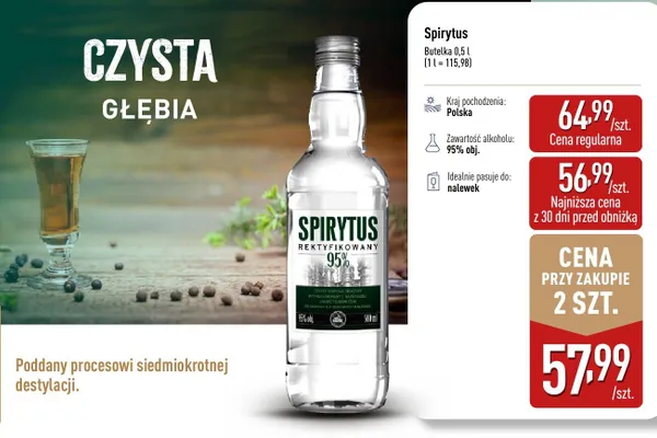 Spirytus Rektyfikowany 95% promocja w Aldi
