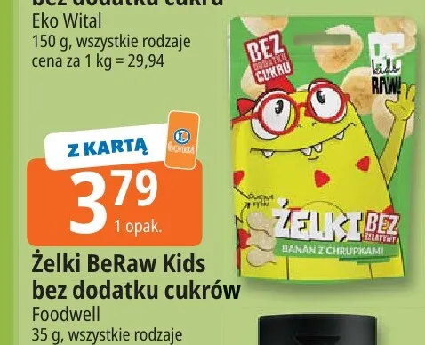 Żelki BeRaw Kids bez dodatku cukrów promocja w Leclerc
