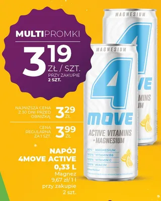 Napój 4MOVE Active Vitamins Magnesium 0,33 L promocja w Duży Ben