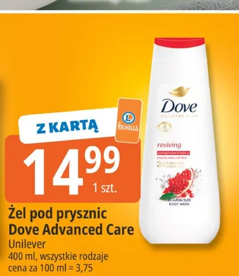 Żel pod prysznic Dove Advanced Care promocja w Leclerc