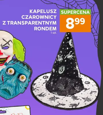 Kapelusz czarownicy z transparentnym rondem promocja w Stokrotka