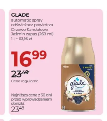 Odświeżacz powietrza Automatic Spray Drzewo Sandałowe Jaśmin zapas Glade promocja w Drogerie Jawa