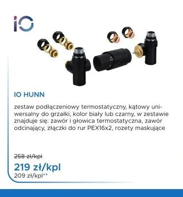 Zestaw podłączeniowy termostatyczny IO Hunn promocja w Blu Salony Łazienek