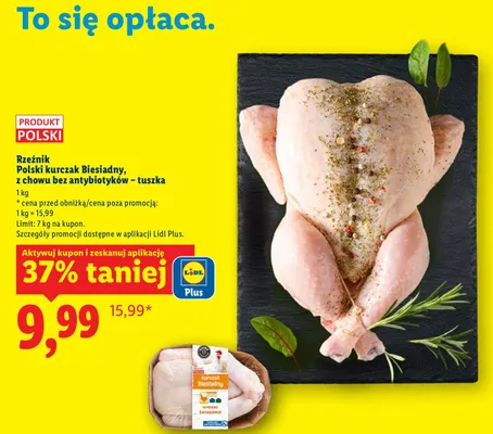 Kurczak Biesiadny z chowu bez antybiotyków tuszka promocja w Lidl