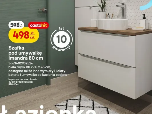 Szafka pod umywalkę Imandra 80 cm promocja w Castorama