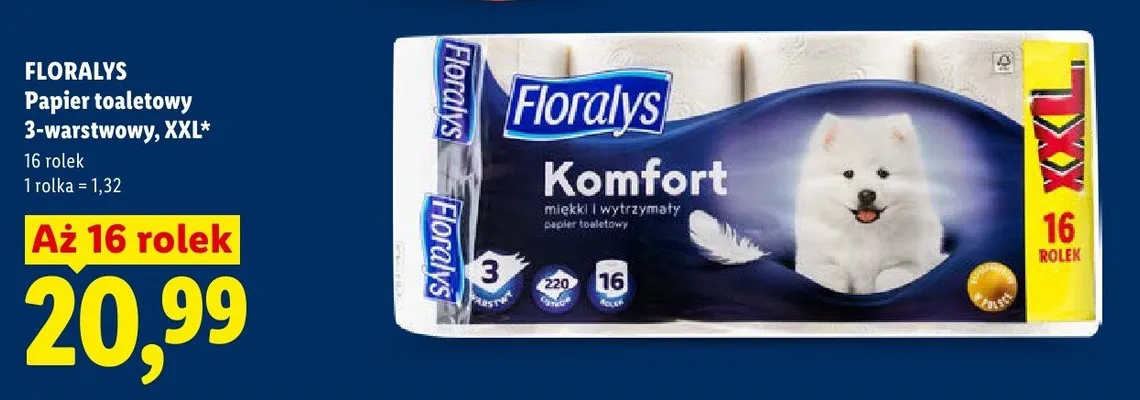 Papier toaletowy 3-warstwowy XXL Komfort promocja w Lidl