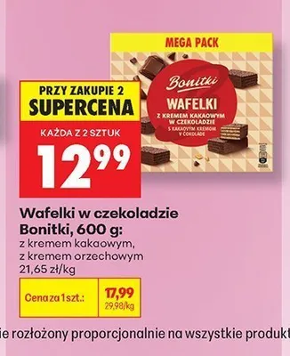 Wafelki w czekoladzie z kremem orzechowym Bonitki promocja w Biedronka