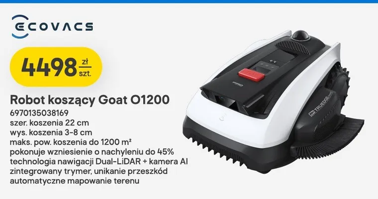Robot koszący ECOVACS Goat O1200 szer. koszenia 22cm wys. koszenia 3-8cm maks. pow. koszenia do 1200m2 promocja w Castorama