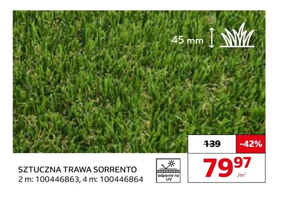 Sztuczna trawa Sorrento 45 mm promocja w Komfort