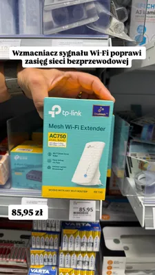Wzmacniacz sygnału Wi-Fi tp-link Mesh Wi-Fi Extender AC750 RE190 promocja w Action