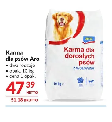 Karma dla psów Aro promocja w Makro