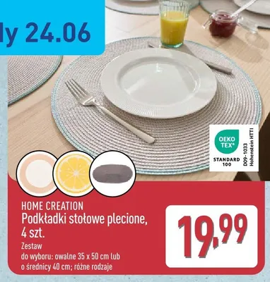 Podkładki stołowe plecione okrągłe HOME CREATION 4-pak promocja w Aldi