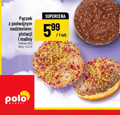 Pączek z podwójnym nadzieniem: pistacji i maliny promocja w POLOmarket