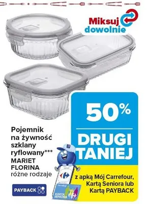 Pojemnik na żywność szklany ryflowany różne rodzaje promocja w Carrefour