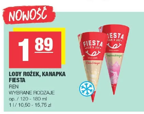 Lody rożek Fiesta truskawkowy promocja w SPAR