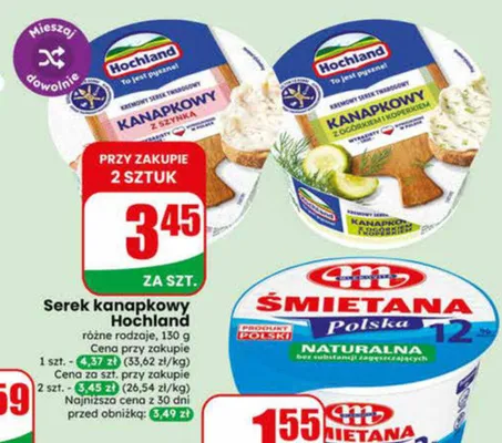 Serek kanapkowy Hochland promocja w Dino