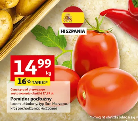 Pomidor podłużny luzem układany typ San Marzano promocja w Auchan