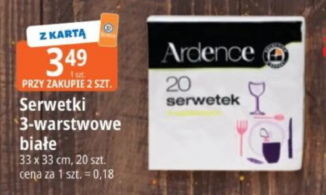 Serwetki 3-warstwowe białe Ardence 33x33cm promocja w Leclerc