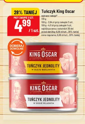 Tuńczyk jednolity w oleju roślinnym King Oscar promocja w POLOmarket