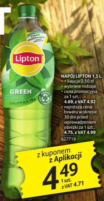 Napój Lipton Green 1.5 l z kuponem z Aplikacji promocja w Selgros
