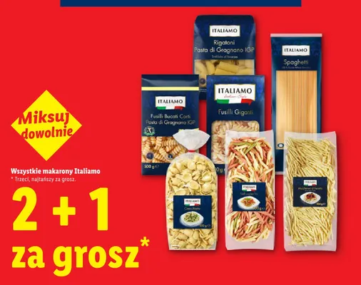 Makaron Fusilli pugliesi Tris Italiamo promocja w Lidl