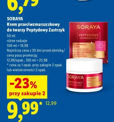 Krem przeciwzmarszczkowy do twarzy Peptydowy Zastrzyk Soraya promocja w Lidl