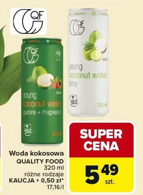 Woda kokosowa Quality Food promocja w Carrefour