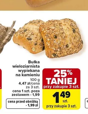Bułka wieloziarnista wypiekana na kamieniu promocja w Carrefour Market