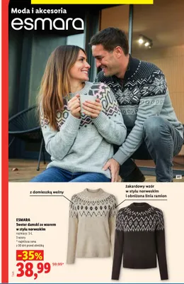 Sweter damski ze wzorem w stylu norweskim Esmara promocja w Lidl