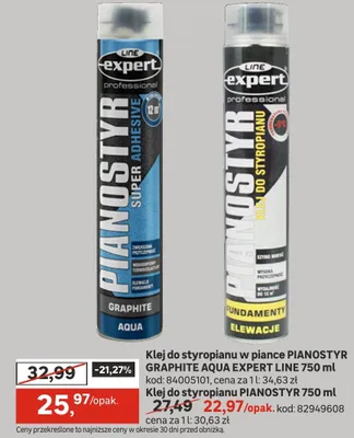 Klej do styropianu w piance PIANOSTYR GRAPHITE AQUA EXPERT LINE 750 ml promocja w Leroy Merlin