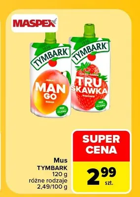 Mus Tymbark jabłko banan truskawka marchew promocja w Carrefour