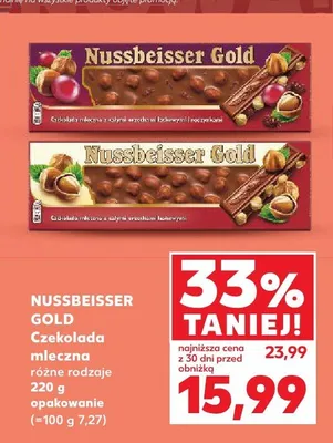 Czekolada mleczna Nussbeisser Gold z całymi orzechami laskowymi promocja w Kaufland