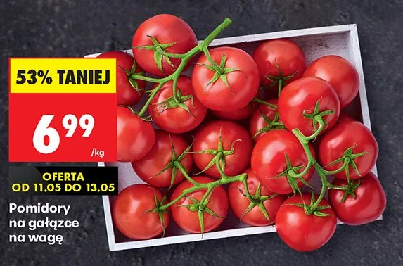 Pomidory na gałązce na wagę promocja w Biedronka