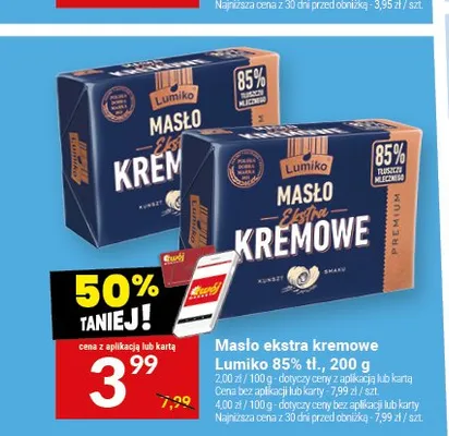 Masło ekstra kremowe Lumiko 85% tł. promocja w Twój Market