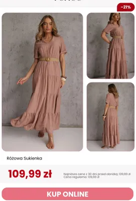Sukienka różowa Renee promocja w Renee