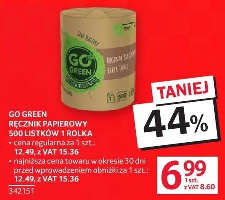 Go Green ręcznik papierowy 500 listków 1 rolka promocja w Selgros