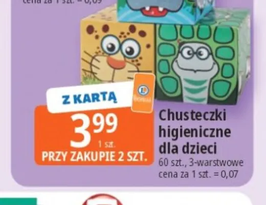 Chusteczki higieniczne dla dzieci 3-warstwowe promocja w Leclerc