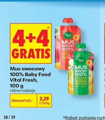 Mus owocowy 100% Baby Food Vital Fresh jabłko banan promocja w Biedronka