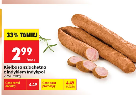 Kiełbasa szlachetna z indykiem Indykpol promocja w Biedronka