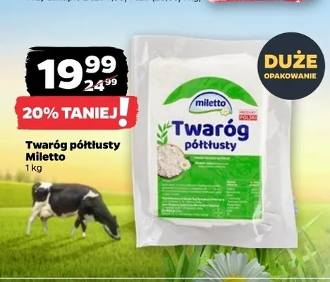 Twaróg półtłusty Miletto promocja w Netto