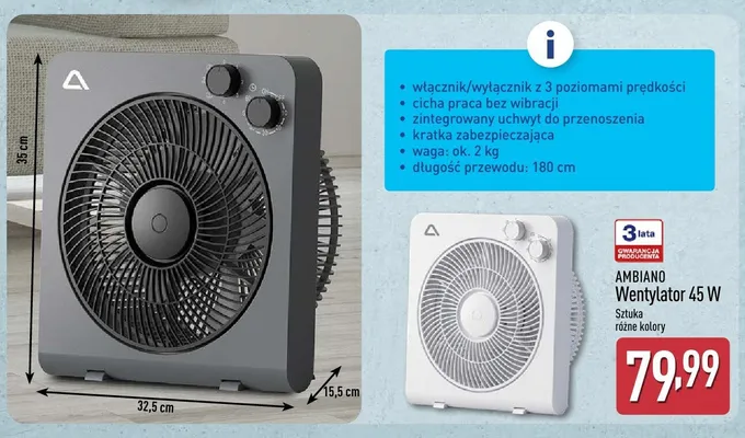 Wentylator AMBIANO 45W promocja w Aldi