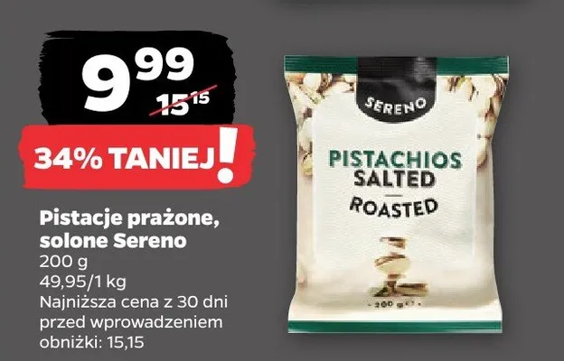 Pistacje prażone, solone Sereno promocja w Netto
