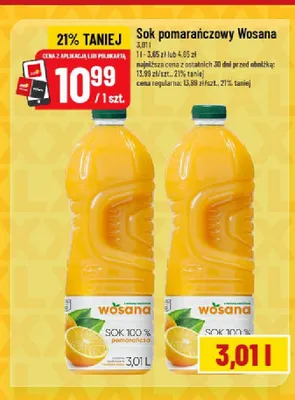 Sok pomarańczowy Wosana promocja w POLOmarket